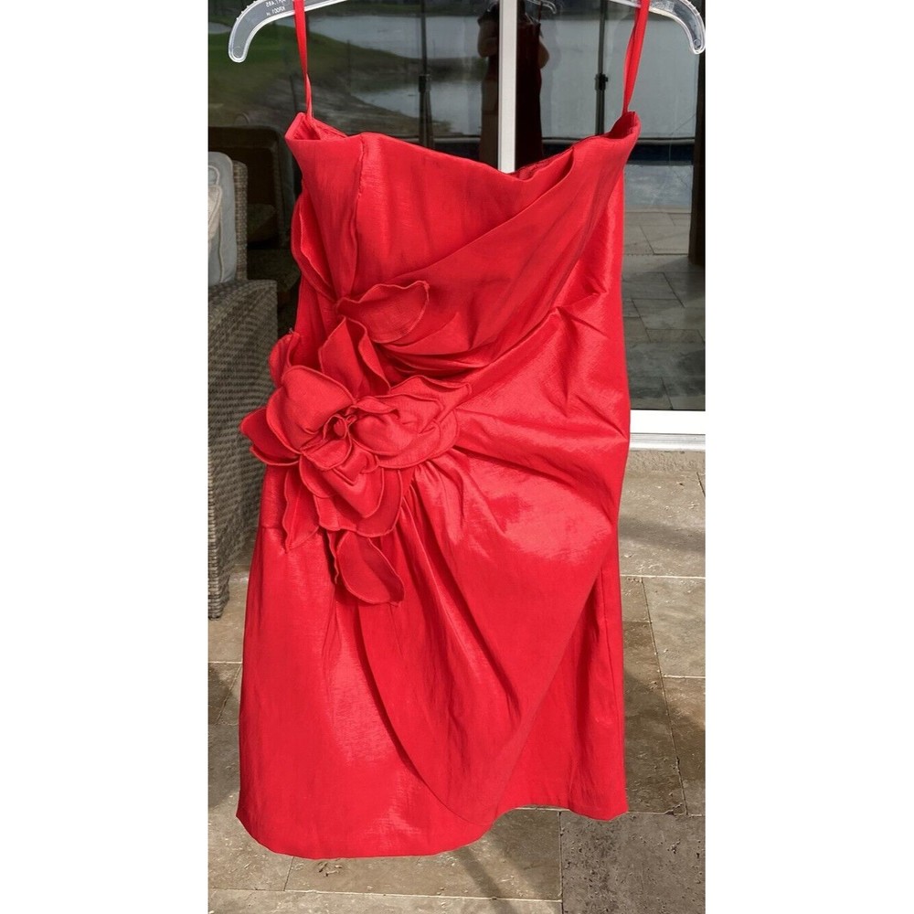 Y2K Cache XS Red Strapless Tafetta Mini Dress Prom Club Cocktail Formal Party